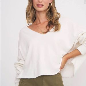 Project Social T CASTAWAY V NECK SWEATSHIRT - IVORY